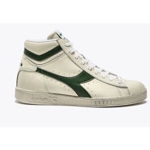 Diadora Leather Game L High Waxed Sneakers in WHITE/FOGLIAGE GREEN Size 7